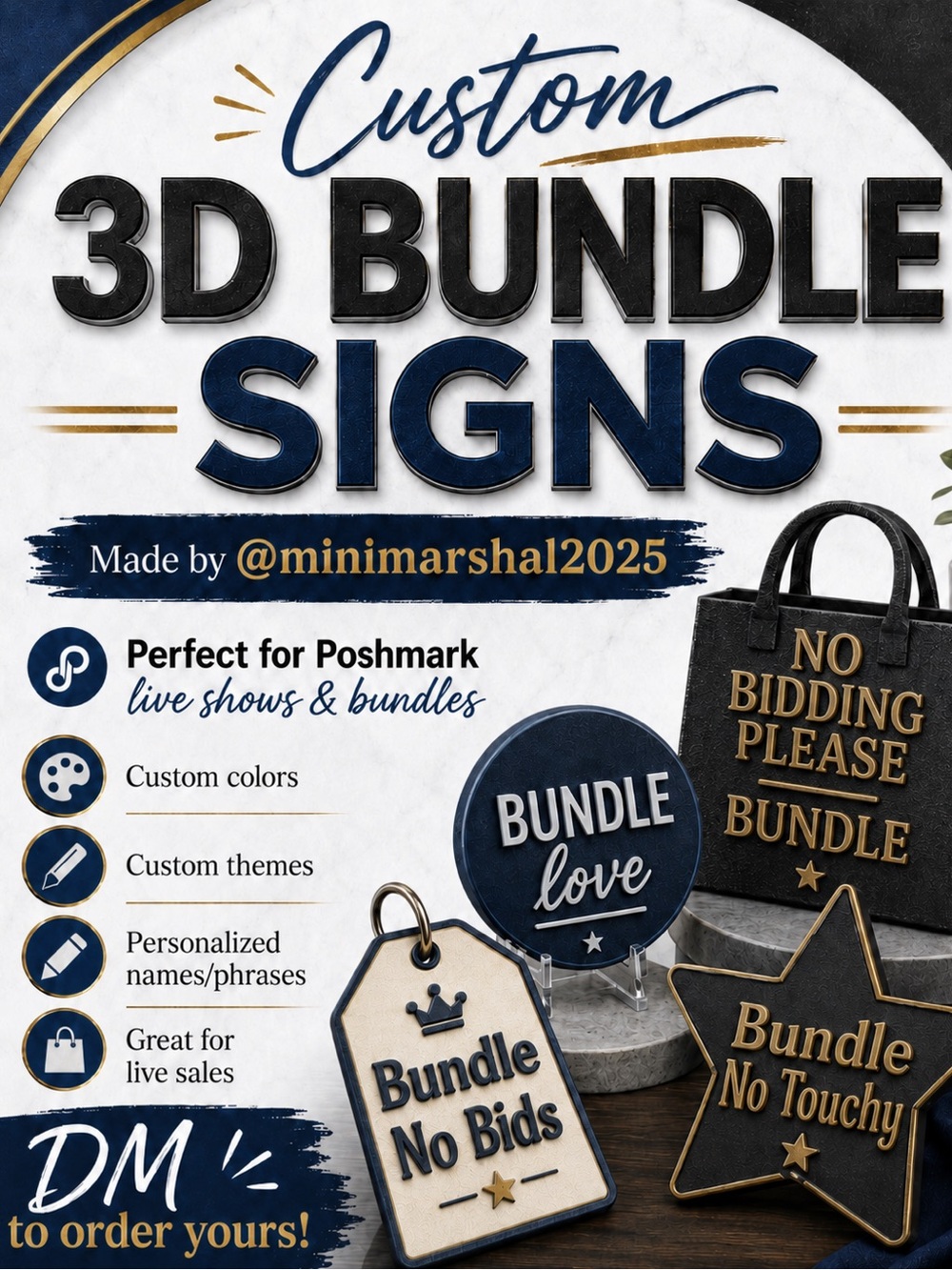 Custom 3D Bundle Signs for Poshmark Live Shows